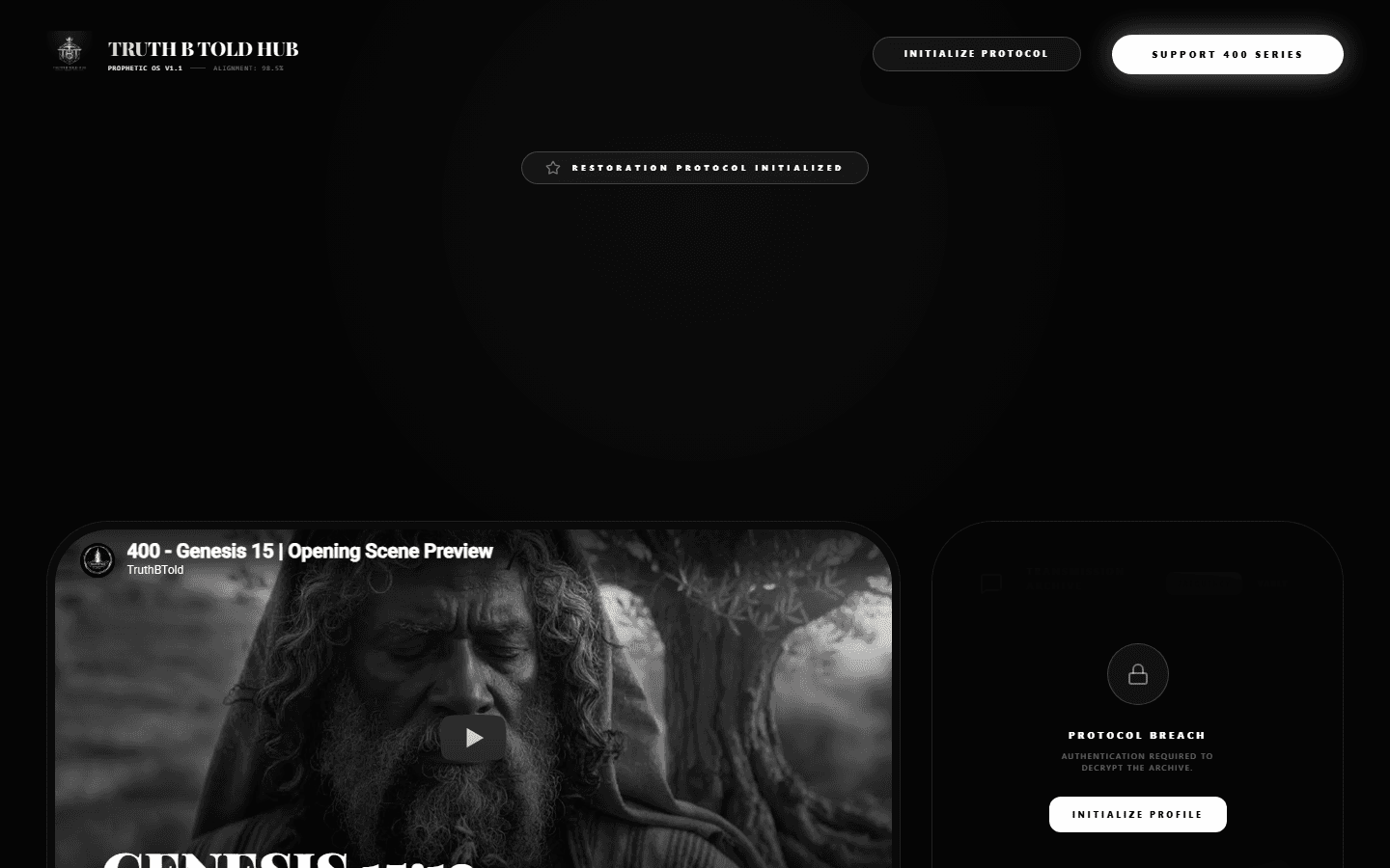 Truth B Told Hub — live build by Lumen Labs